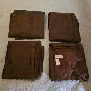 2 Pairs (4 Total) Chocolate Brown Silk Blend Curtain Panels 84" L x 40" W